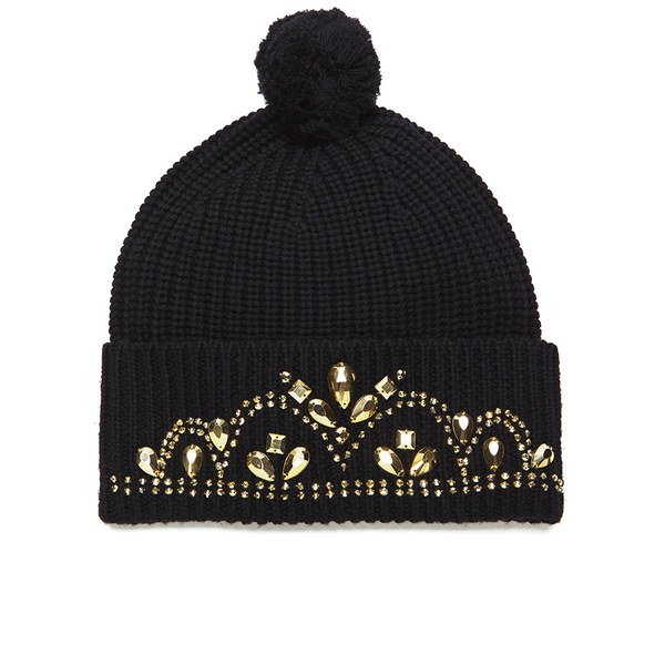 Markus Lupfer Women's Jewelstone Tiara Beanie Hat with Gold Gems - Black: Image 01