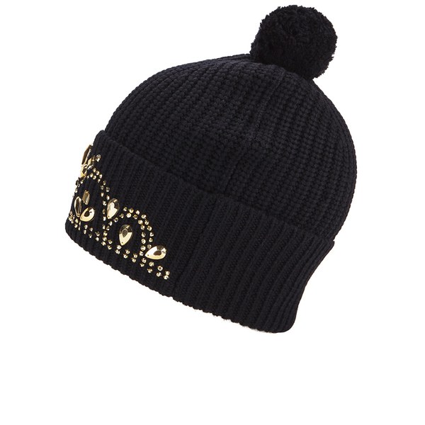 Markus Lupfer Women's Jewelstone Tiara Beanie Hat with Gold Gems - Black: Image 11