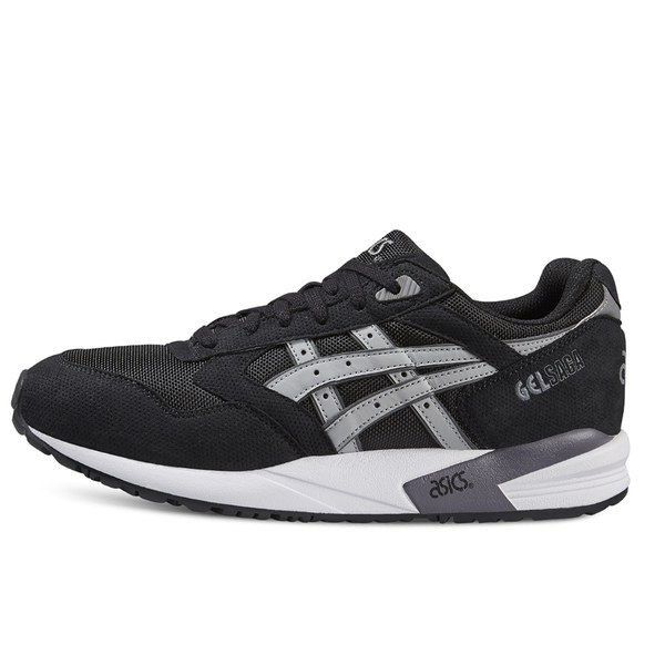 Asics Men's Gel Saga Trainers - Black/Light Grey: Image 01