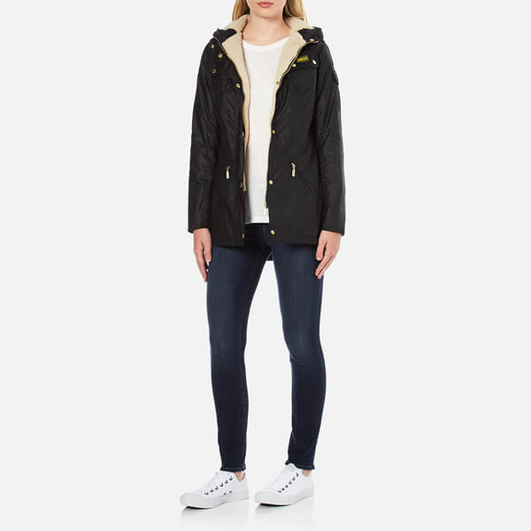 Barbour International Women's Flywheel Parka Coat Black/Natural