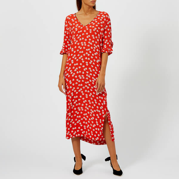 ganni big apple red dress