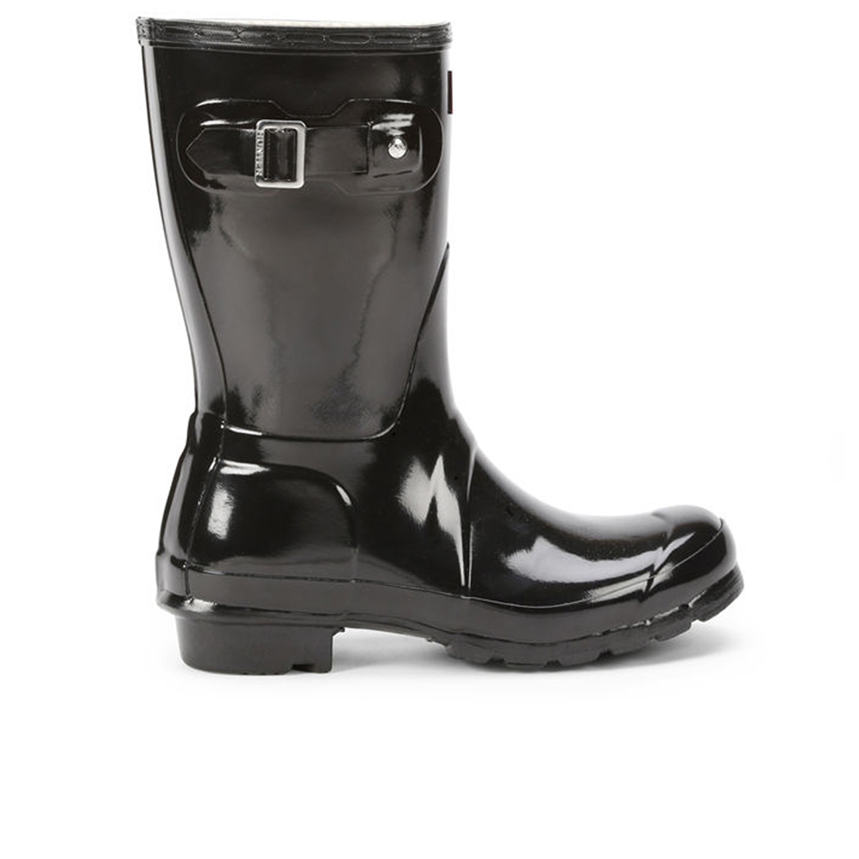 black gloss short hunter boots