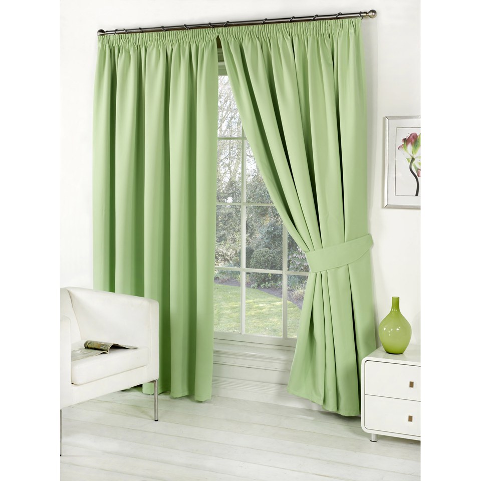Dreamscene Blackout Pencil Pleat Curtains - Sage | IWOOT