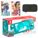 Nintendo Switch Lite (Turquoise) Pokémon Sword and Pokémon Shield Double Pack