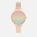 Olivia Burton Women's Rainbow Rainbow Glitter Dial Watch - Rose Gold Mesh