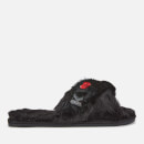 Karl Lagerfeld Women's Salotto II Karl Kross Strap Slippers - Black Wool