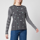 Superdry Women's Stripe Long Sleeve Embellished Top - Navy Stripe