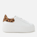 Ash Women's Moby Leather Flatform Trainers - White/Black/Tan