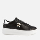 Karl Lagerfeld Women's Kapri Karl Ikonic Lo Lace Leather Flatform Trainers - Black