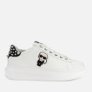 Karl Lagerfeld Women's Kapri Karl Ikonic Lo Lace Leather Flatform Trainers - White/Stud Tab
