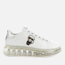 Karl Lagerfeld Women's Kapri Kushion Karl Ikonic Lo Lace Leather Trainers - White/Silver