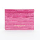 Aspinal of London Women's Slim Credit Card Case Deep Shine Small Croc - Hibiscus