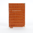 Aspinal of London Women's Plain Passport Cover Small Croc Bag - Vintage Tan