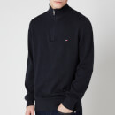 Tommy Hilfiger Men's Pima Cotton Cashmere Zip Mockneck Jumper - Black Heather