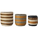 Bloomingville Striped Basket - Set of 3 - Mustard