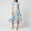 Hope & Ivy Women's The Jacinta Backless Peacock Dress - Blue Floral