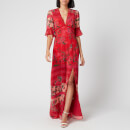 Hope & Ivy Women's The Maguerite V Neck Mixed Print Dress - Red