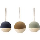 Bloomingville Wood and Velvet Christmas Baubles - Set of 3 - Navy