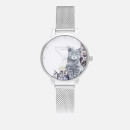 Olivia Burton Women's Illustrated Animals Illustrated Animals Watch - Grey Cat Silver