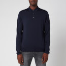 John Smedley Men's Belper 30 Gauge Extra Fine Merino Wool Long Sleeve Polo-Shirt - Midnight