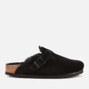 Birkenstock Women's Boston Suede/Shearling Mules - Black