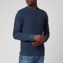 Superdry Men's Academy Dyed Texture Crewneck Jumper - Washed Dark Storm Navy