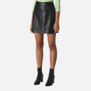Whistles Women's Leather A Line Skirt - Black