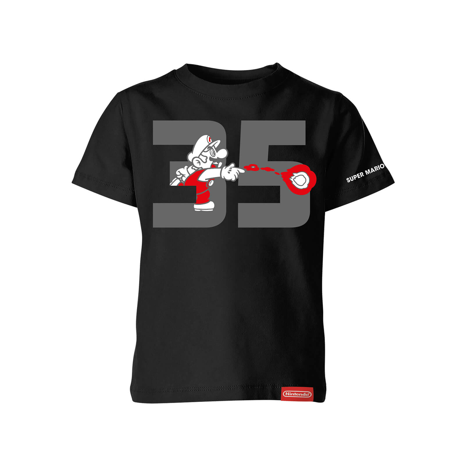 Fire Mario Black T Shirt Kids Super Mario Bros 35th Anniversary Nintendo Official Uk Store