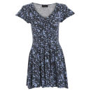 Damned Delux Women's Denim Butterfly Skater Dress - Blue