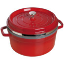 Staub Round Cocotte and Steamer - Cherry - 26cm