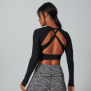 MP Women's Power Open Back Crop Top - Black