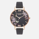 Olivia Burton Women's Enchanted Garden UK Exclusive Watch - Black/Rose Gold