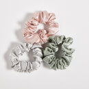 ïn home 100% Silk Scrunchie 3 pack - Silver, Pink, Sage ïn home 100% Silk Scrunchie 3 pack - Silver, Pink, Sage
