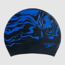 SPEEDO LONG HAIR PRINTED CAP AU BLACK/BLUE - ONE SIZE