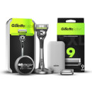 Gillette Labs Exfoliating Razor with Magnetic Stand, Travel Case, 9 Blade Refills and Fast Absorbing Moisturiser 100ml