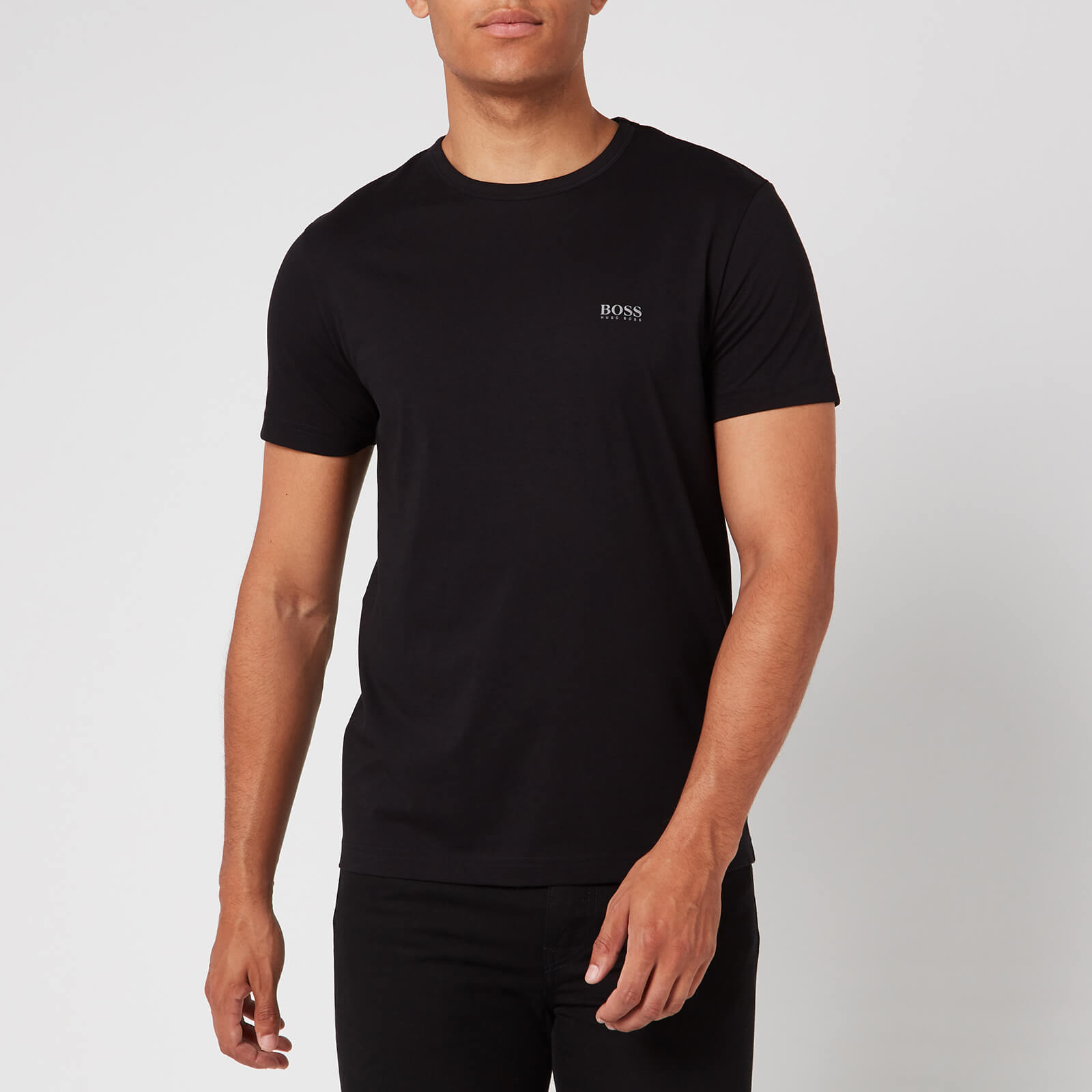 Boss Men S Basic Crew Shoulder Logo T Shirt Black Clothing Thehut Com