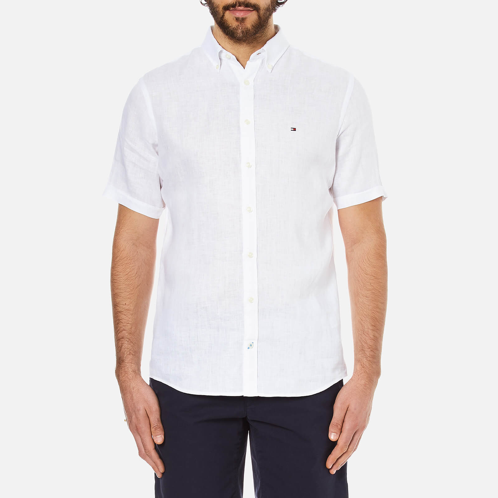 tommy hilfiger linen short sleeve shirt