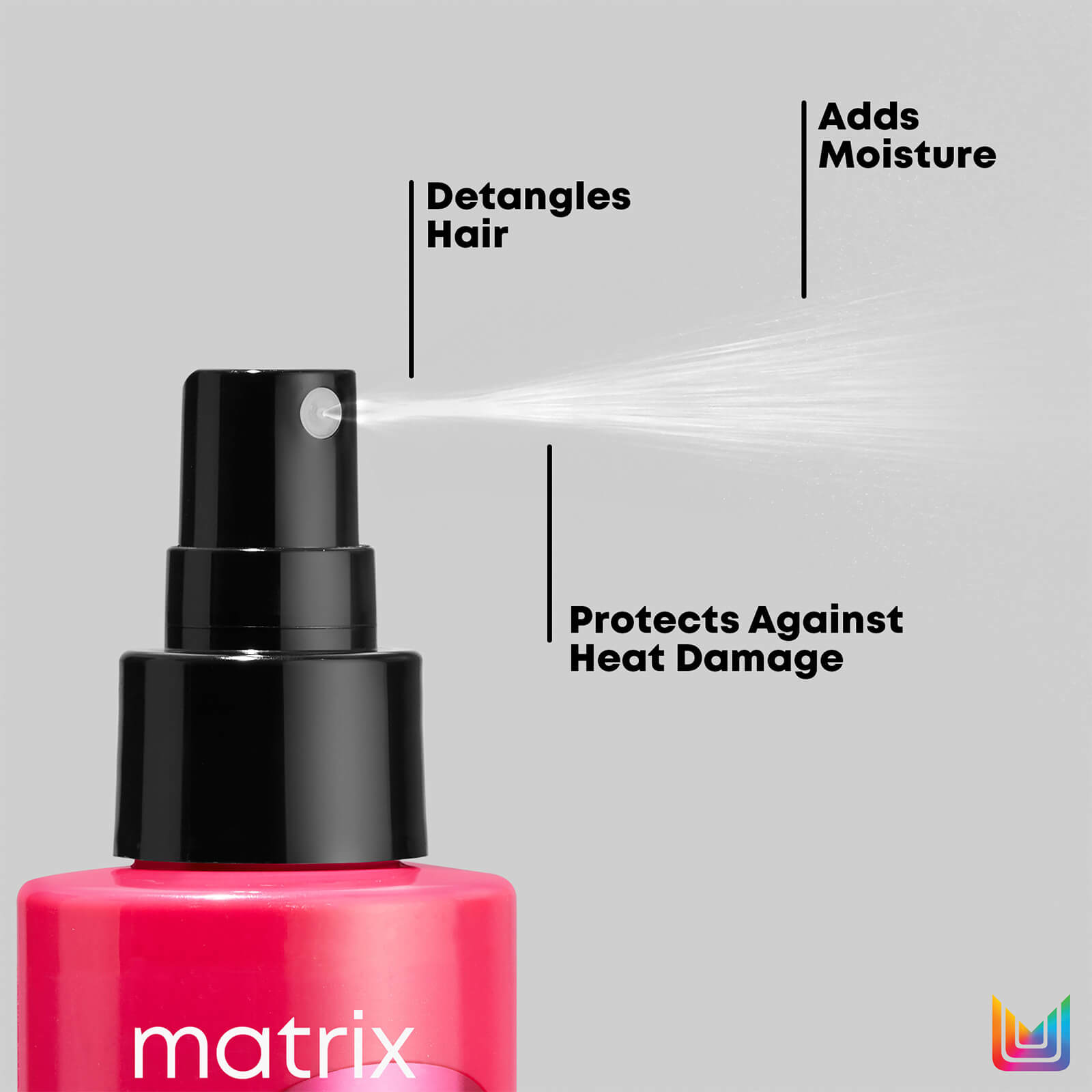 Detangles hair, adds moisture, and protects against heat damage