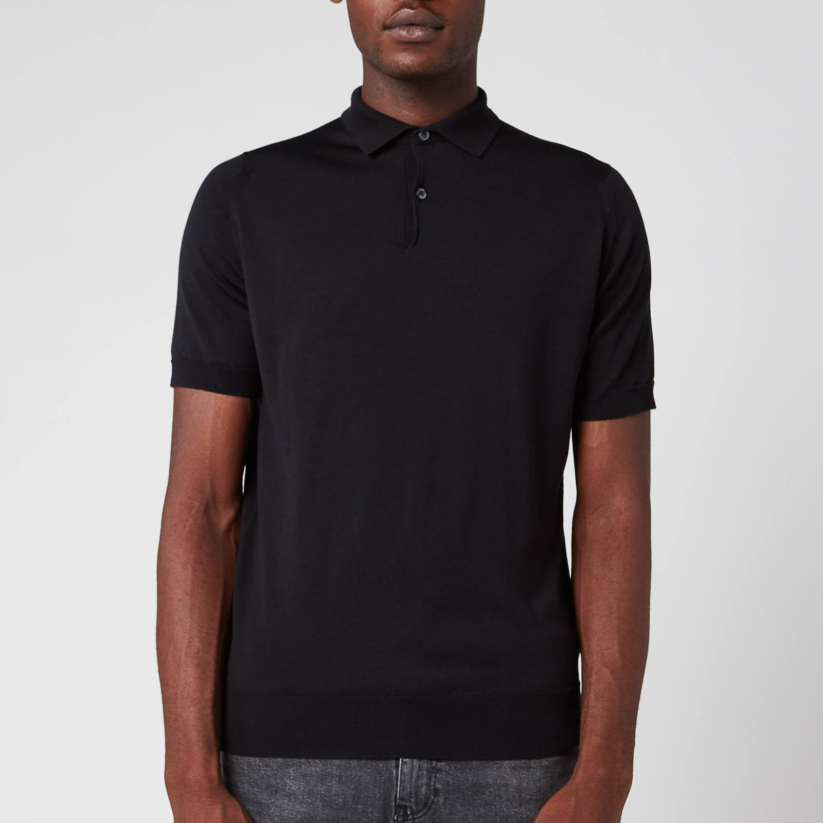 John Smedley Men S Payton 30 Gauge Merino Short Sleeve Polo Shirt Black Free Uk Delivery Available