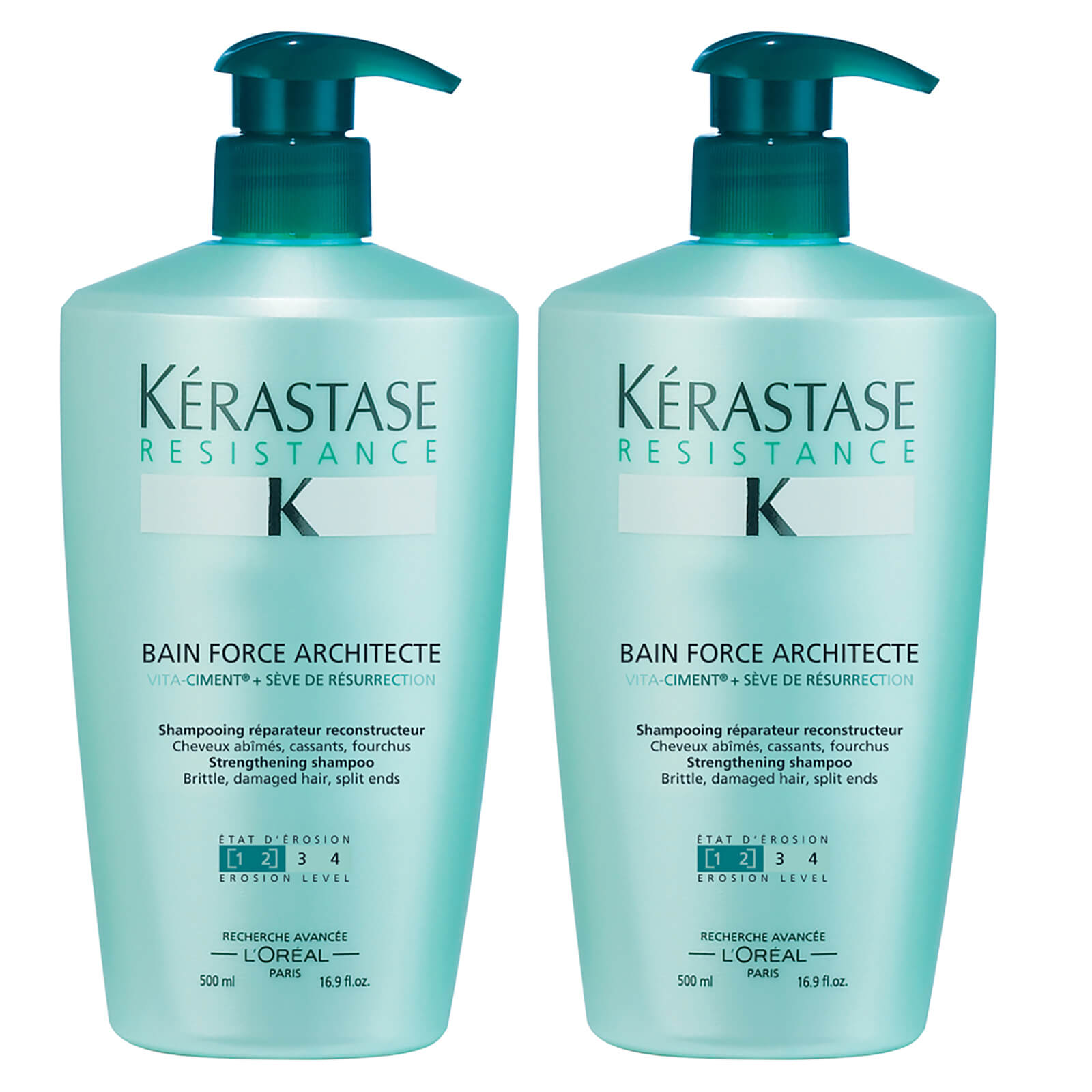 Kerastase Resistance Bain Force Architecte 500ml Duo Thehut Com Smooth and tame frizz prone locks with kérastase's discipline bain shampoo, a weightless formula dedicated to cleansing hair whilst protecting against humidity. kerastase resistance bain force architecte 500ml duo
