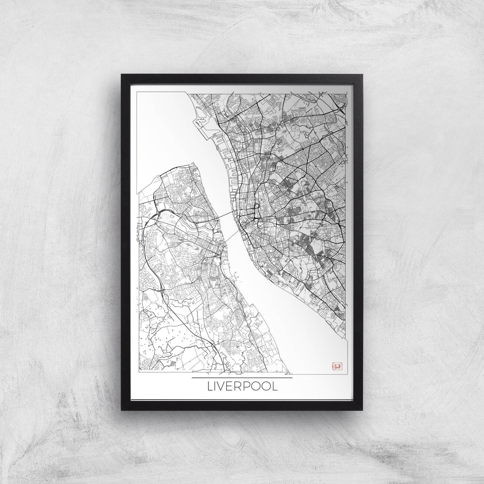 City Art Black And White Outlined Liverpool Map Art Print Homeware Zavvi Uk
