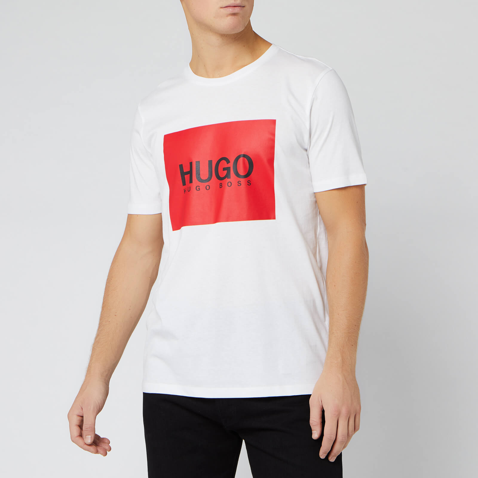 Hugo Men S Dolive Box Logo T Shirt White Clothing Thehut Com