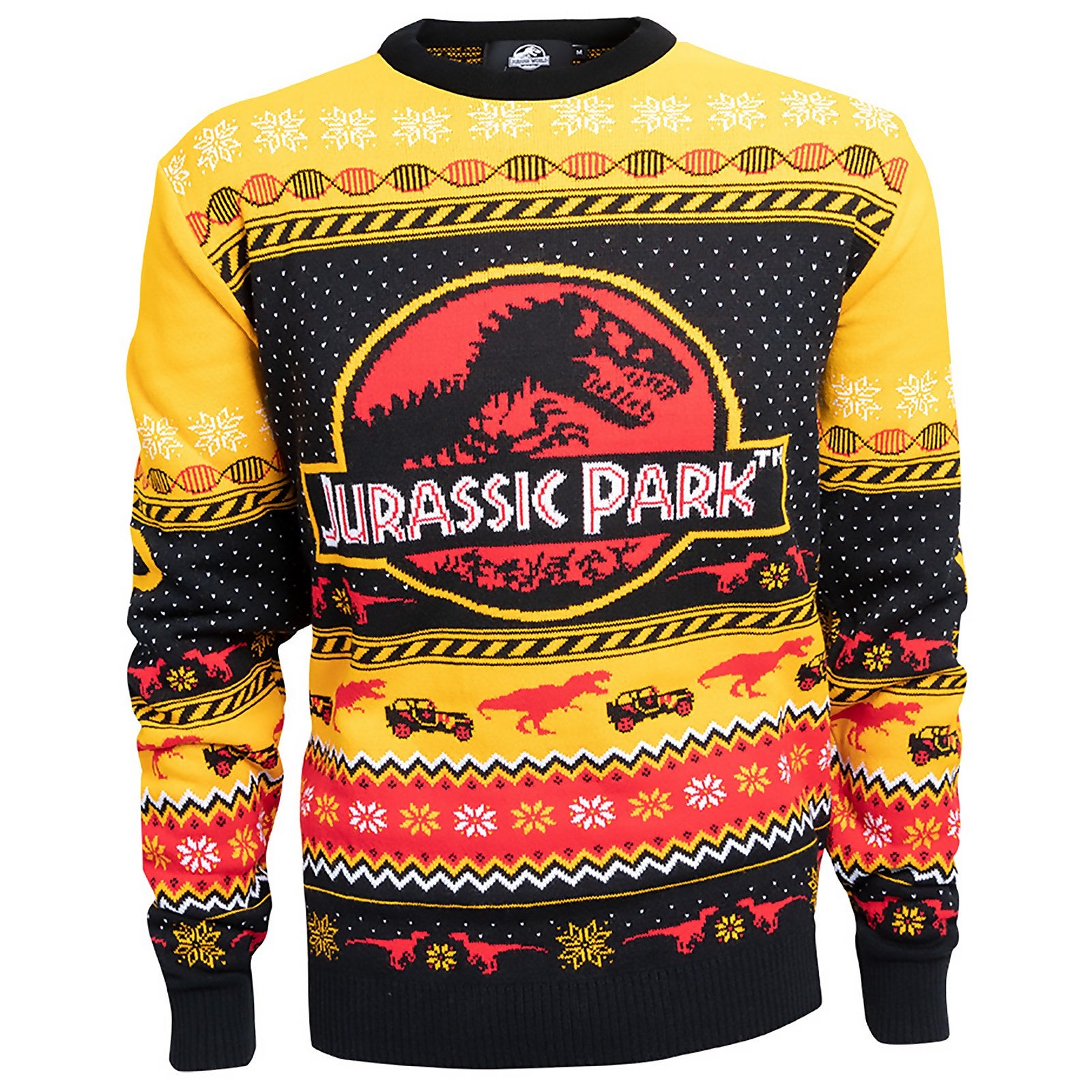 Jurassic Park Christmas Knitted Jumper Yellow Mens Clothing Zavvi Uk