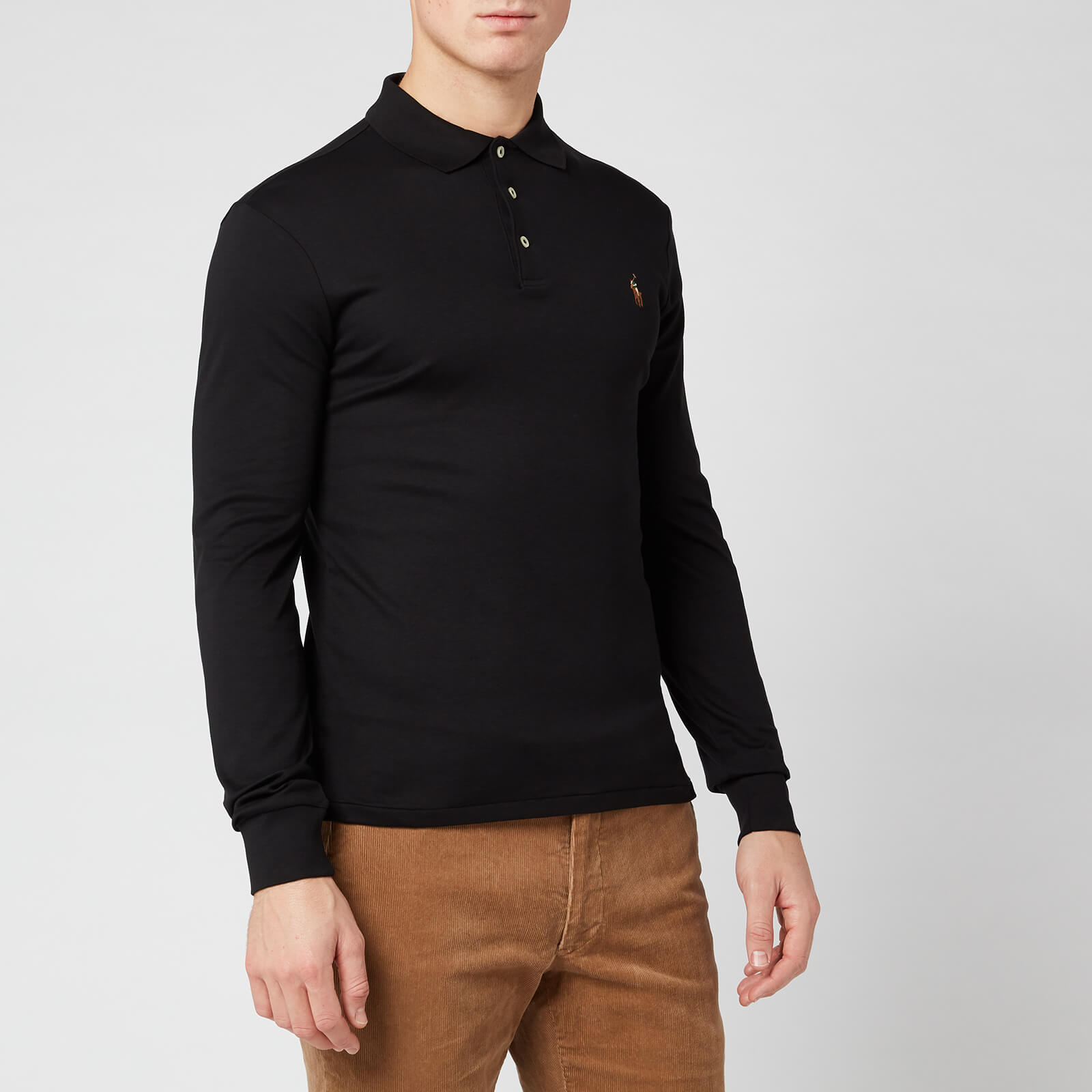 mens ralph lauren long sleeve polo black