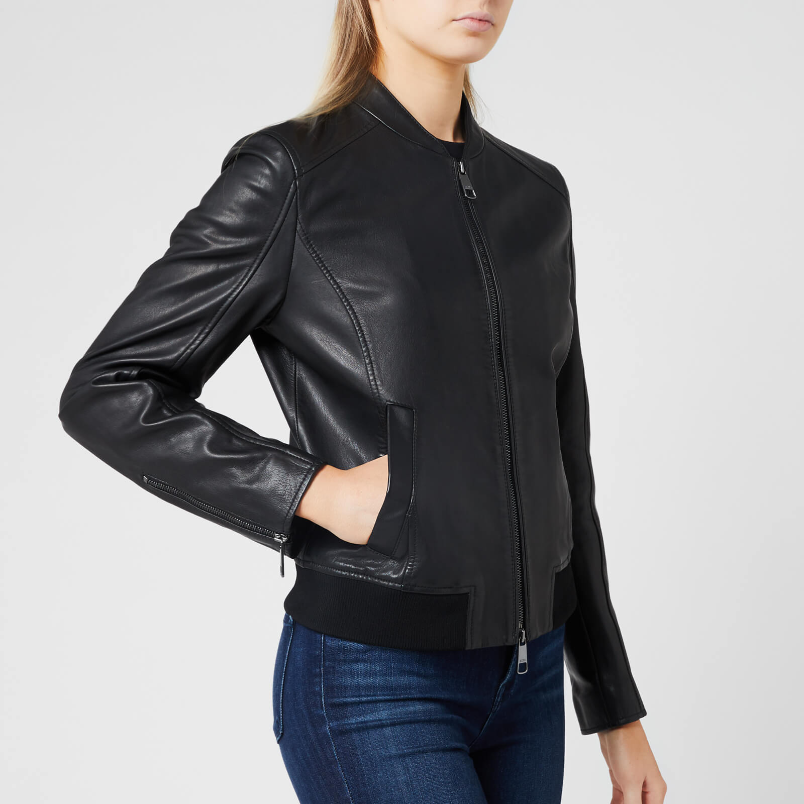 hugo boss leather jacket ladies