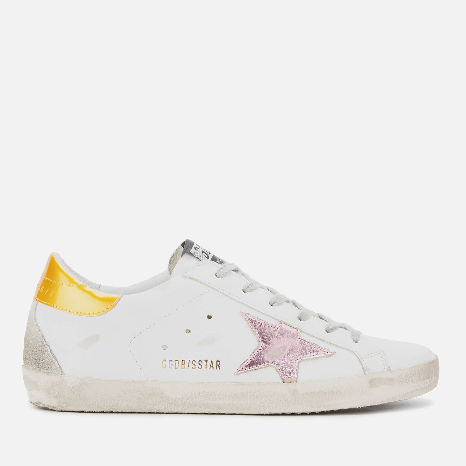 White Leather/Gold Pink Metallic Star 