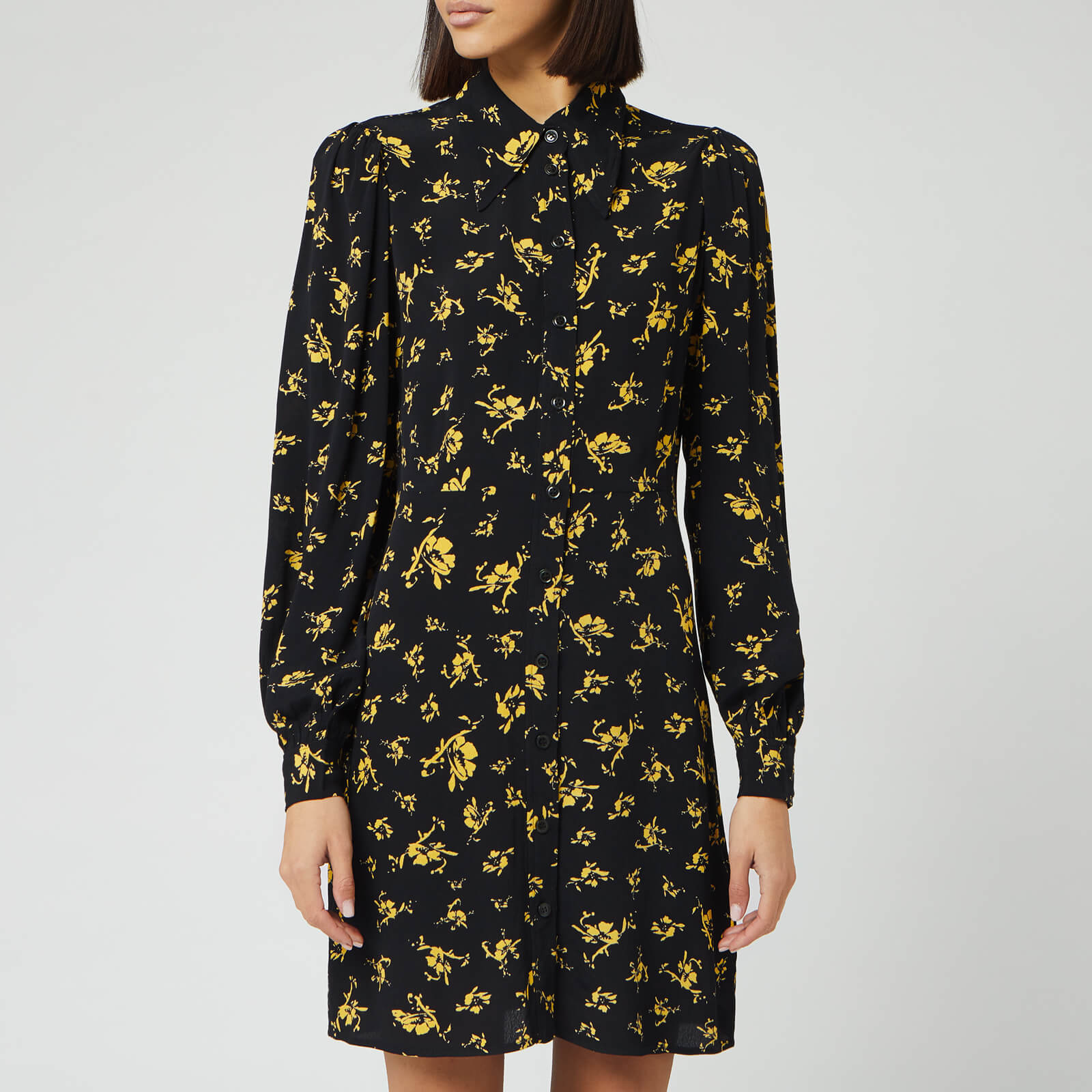 ganni black and yellow dress