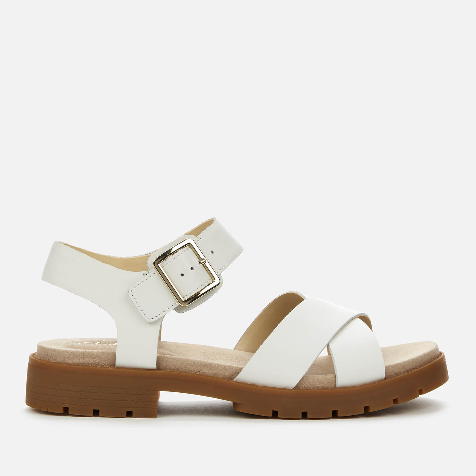 clarks white leather sandals