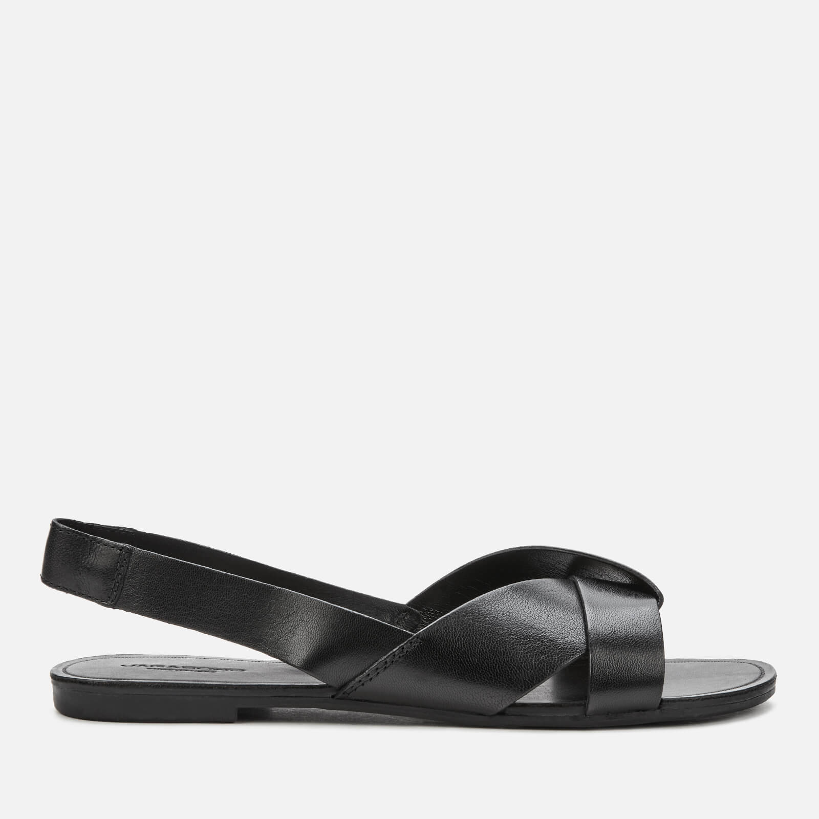 black leather flat sandals womens
