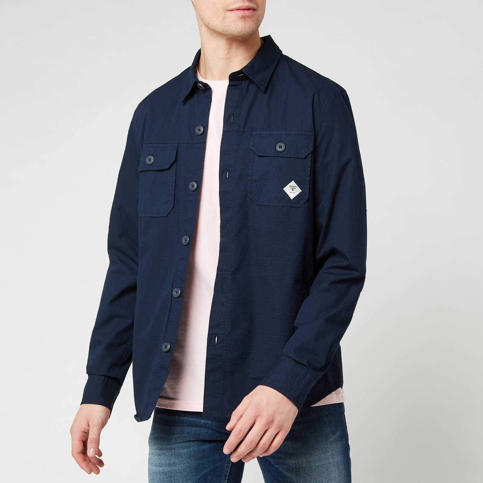 barbour navy overshirt